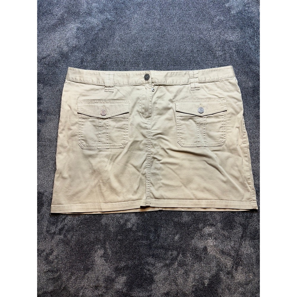 Tommy Hilfiger Khaki Chino Mini Skirt Tan Beige Cargo Pockets Size 18-280